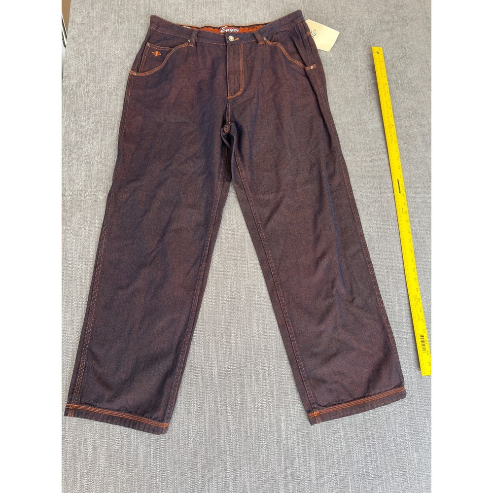 Enyce Carpenter Jeans Mens 36 Brown Orange Denim Contrast Stitch Straight Leg